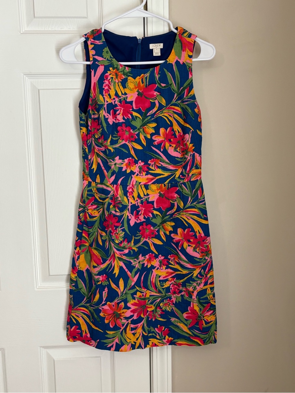 J. Crew Floral Sheath Dress in Navy and Pink
